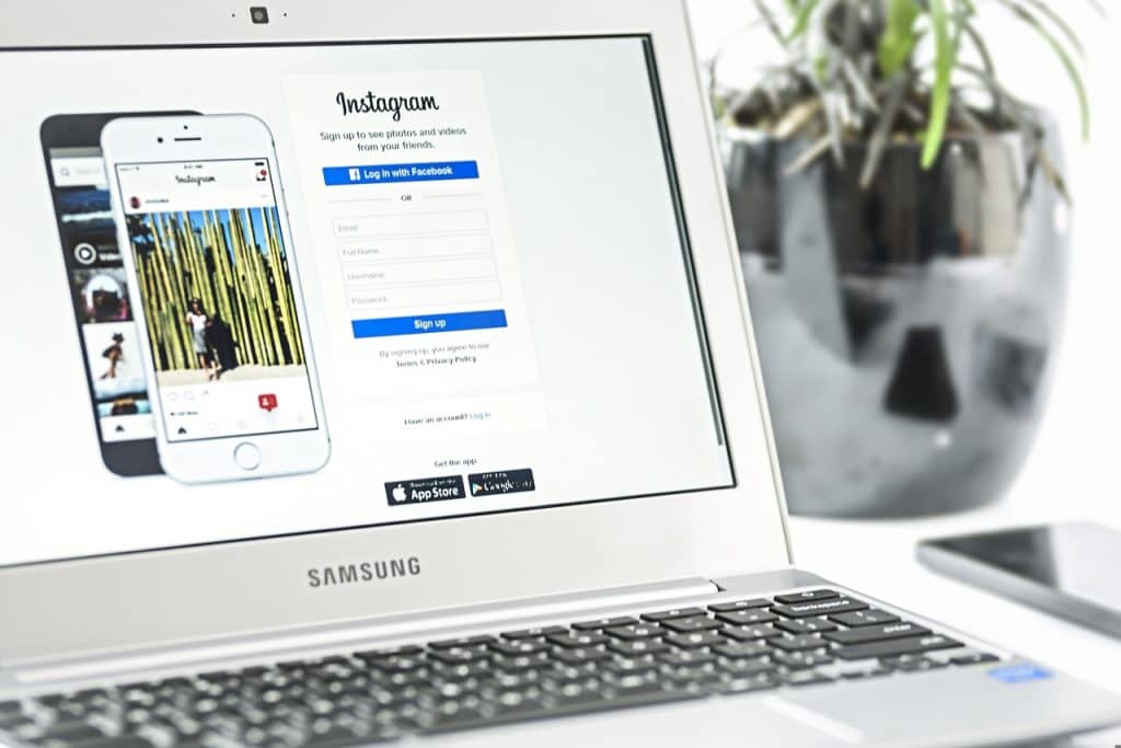 laptop showing instagram login page