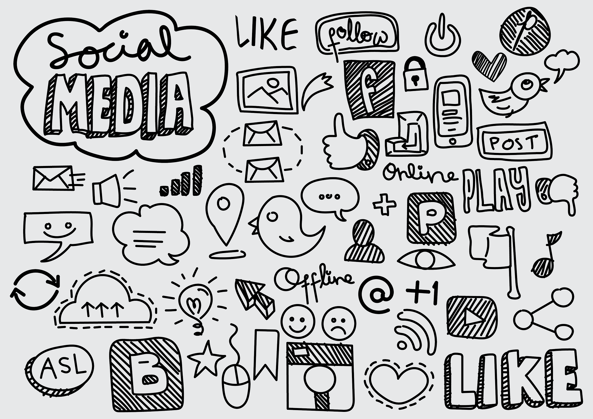 social media doodle