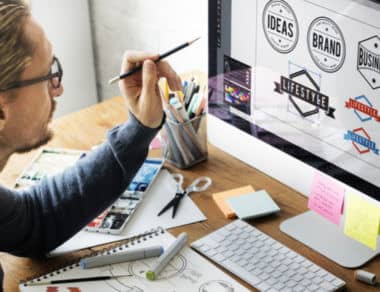 graphic designer working on logos