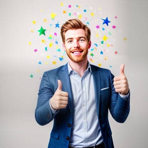 Smiling man doing a thumbs up