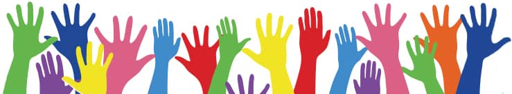 colorful hands reaching up colorful hands reaching up