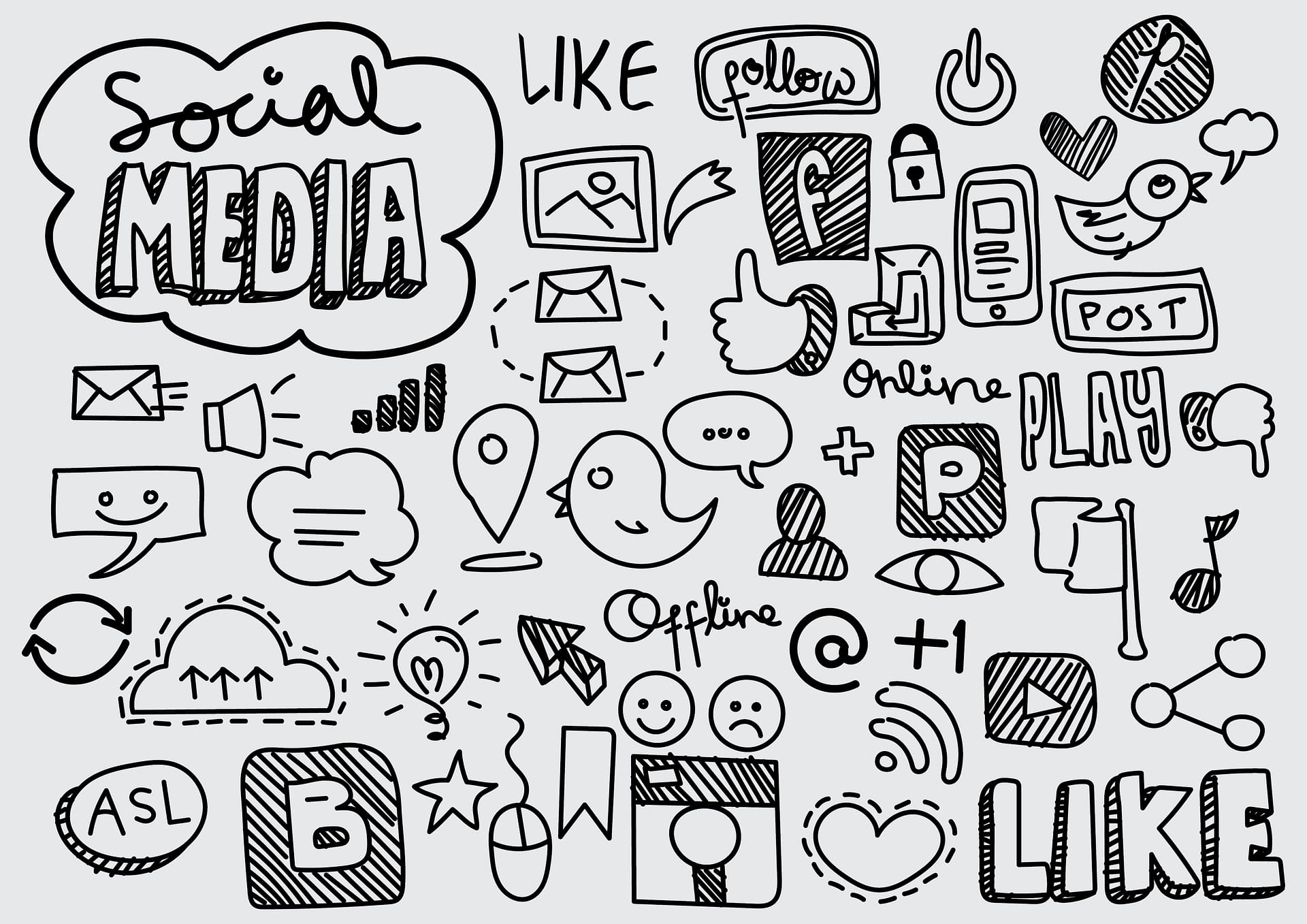 social media doodle social media doodle