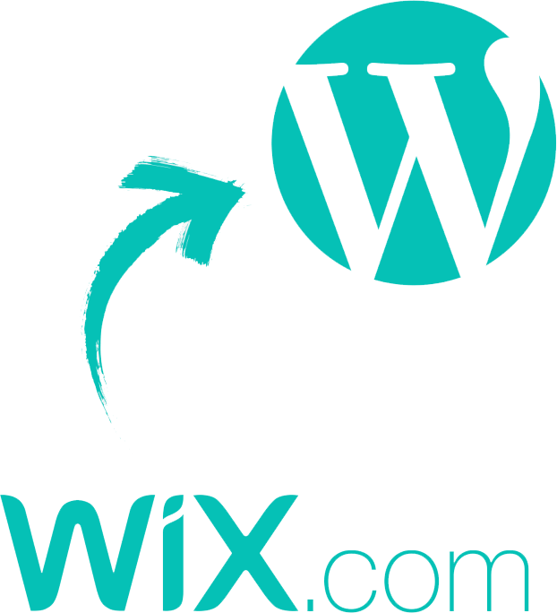 wix.com logo with an arrow pointing to wordpress logo wix.com logo with an arrow pointing to wordpress logo